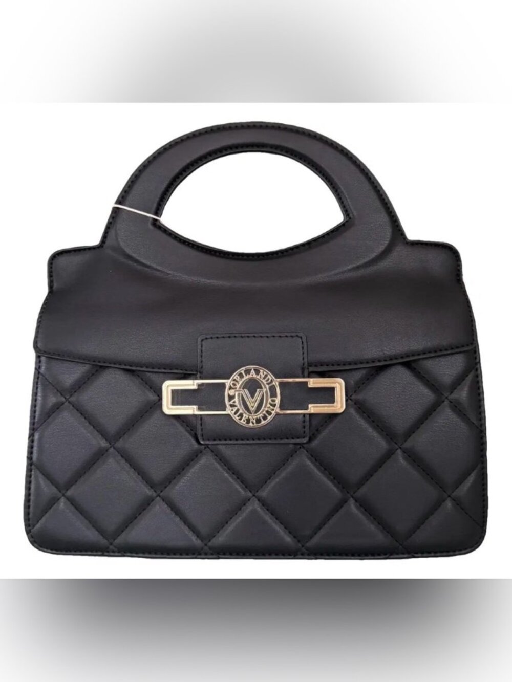 VALENTINO ORLANDI BLACK HALF QUILTED ITALIAN VEGAN LEATHER HANDBAG NWT